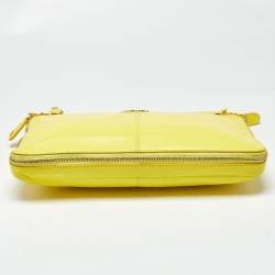 Pre Owned Roberto Cavalli Yellow Leather RC Zip Around Clutch