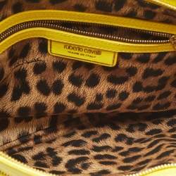 Pre Owned Roberto Cavalli Yellow Leather RC Zip Around Clutch
