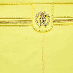 Pre Owned Roberto Cavalli Yellow Leather RC Zip Around Clutch