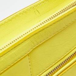 Pre Owned Roberto Cavalli Yellow Leather RC Zip Around Clutch