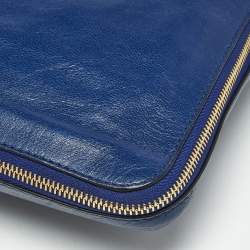 Pre Owned Roberto Cavalli Blue Leather RC Zip Around Clutch
