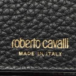 Pre Owned Roberto Cavalli Black Leather RC Flap Wallet On Chain