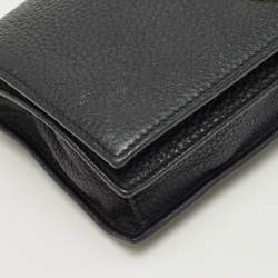 Pre Owned Roberto Cavalli Black Leather RC Flap Wallet On Chain