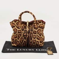 Pre Owned Roberto Cavalli Brown Leopard Print Calf Hair Tote