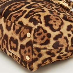 Pre Owned Roberto Cavalli Brown Leopard Print Calf Hair Tote