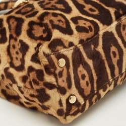 Pre Owned Roberto Cavalli Brown Leopard Print Calf Hair Tote