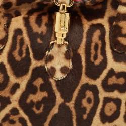 Pre Owned Roberto Cavalli Brown Leopard Print Calf Hair Tote
