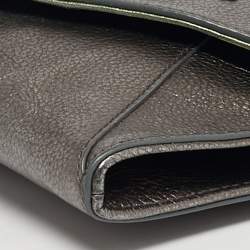 مملوكة مسبقًا Roberto Cavalli Crystal Embellished Metallic Grey Leather Chain Clutch