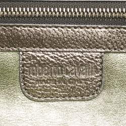 مملوكة مسبقًا Roberto Cavalli Crystal Embellished Metallic Grey Leather Chain Clutch