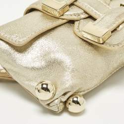 مملوكة مسبقًا Roberto Cavalli Gold Leather Wristlet Pouch