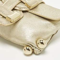 مملوكة مسبقًا Roberto Cavalli Gold Leather Wristlet Pouch
