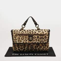 مملوكة مسبقًا Roberto Cavalli Brown/Beige Leopard Print Fabric Portable Diaper Travel Changing Mat