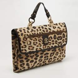 مملوكة مسبقًا Roberto Cavalli Brown/Beige Leopard Print Fabric Portable Diaper Travel Changing Mat