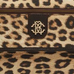 مملوكة مسبقًا Roberto Cavalli Brown/Beige Leopard Print Fabric Portable Diaper Travel Changing Mat