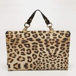 مملوكة مسبقًا Roberto Cavalli Brown/Beige Leopard Print Fabric Portable Diaper Travel Changing Mat