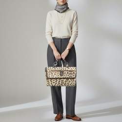 مملوكة مسبقًا Roberto Cavalli Brown/Beige Leopard Print Fabric Portable Diaper Travel Changing Mat