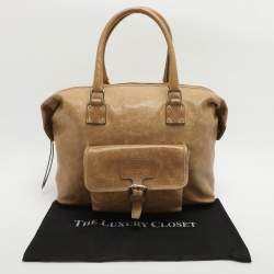 Pre Owned حقيبة ساتشل روبيرتو كافالي جلد بيج