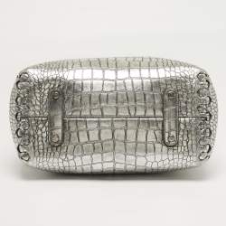 Pre Owned حقيبة ساتشل روبرتو كافالي سلسلة فضية جلد تمساح