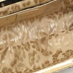 Pre Owned Roberto Cavalli Gold Metallic Leather Chain Clutch Bag