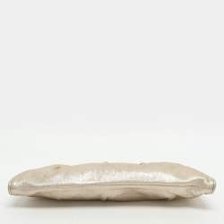 Pre Owned Roberto Cavalli Gold Metallic Leather Chain Clutch Bag