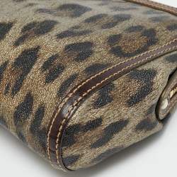 مملوكة مسبقًا حقيبة يد روبرتو كافالي نمر بني/معدني قماش مغلف بسحّاب