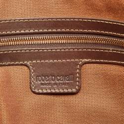 مملوكة مسبقًا حقيبة يد روبرتو كافالي نمر بني/معدني قماش مغلف بسحّاب