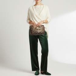 مملوكة مسبقًا حقيبة يد روبرتو كافالي نمر بني/معدني قماش مغلف بسحّاب