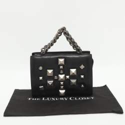 Pre Owned Roberto Cavalli Studded Black Leather Satchel