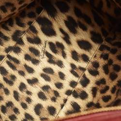 Pre Owned حقيبة يد روبيرتو كافالي جلد بارز بتصميم تمساح أحمر