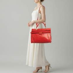 Pre Owned حقيبة يد روبيرتو كافالي جلد بارز بتصميم تمساح أحمر