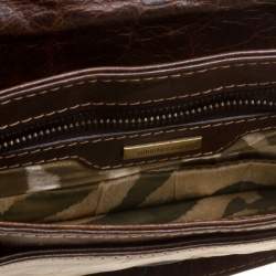 Pre Owned Roberto Cavalli Dark Brown Leather Studded Shoulder Bag