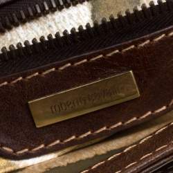Pre Owned Roberto Cavalli Dark Brown Leather Studded Shoulder Bag
