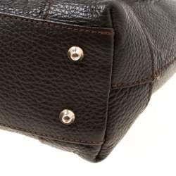 Roberto Cavalli Brown/Multicolor Leather and Printed Fabric Top Handle Bag