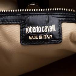 Pre Owned Roberto Cavalli Black Croc Embossed Leather Tote