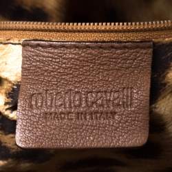 مملوكة مسبقًا Roberto Cavalli Brown Logo Embossed Leather Satchel 