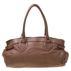 مملوكة مسبقًا Roberto Cavalli Brown Logo Embossed Leather Satchel 