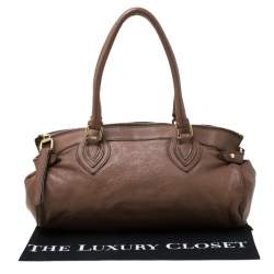 مملوكة مسبقًا Roberto Cavalli Brown Logo Embossed Leather Satchel 