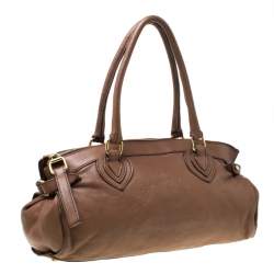 مملوكة مسبقًا Roberto Cavalli Brown Logo Embossed Leather Satchel 