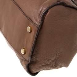 مملوكة مسبقًا Roberto Cavalli Brown Logo Embossed Leather Satchel 