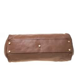 مملوكة مسبقًا Roberto Cavalli Brown Logo Embossed Leather Satchel 