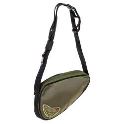 Pre Owned Roberto Cavalli Olive Green/Black Canvas and Leather Sling Bag