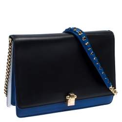 مملوكة مسبقًا Roberto Cavalli Black/Blue Leather Hera Ayers Shoulder Bag