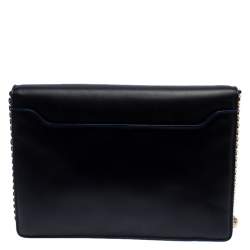 مملوكة مسبقًا Roberto Cavalli Black/Blue Leather Hera Ayers Shoulder Bag