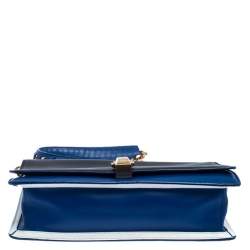 مملوكة مسبقًا Roberto Cavalli Black/Blue Leather Hera Ayers Shoulder Bag