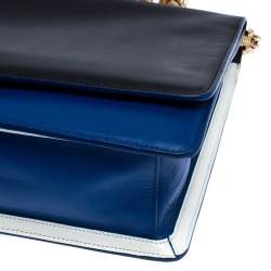 مملوكة مسبقًا Roberto Cavalli Black/Blue Leather Hera Ayers Shoulder Bag
