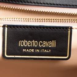 مملوكة مسبقًا Roberto Cavalli Black/Blue Leather Hera Ayers Shoulder Bag