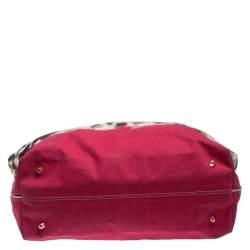 Pre Owned Just Cavalli Beige/Pink Printed Fabric Shopper Tote
