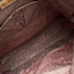 Pre Owned Just Cavalli Beige/Pink Printed Fabric Shopper Tote