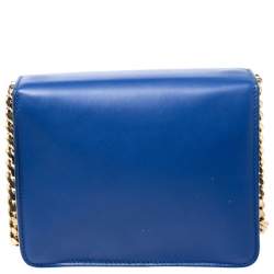 مملوكة مسبقًا حقيبة كتف روبرتو كافالي ميلانو بقلاب جلد زرقاء