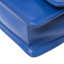 مملوكة مسبقًا حقيبة كتف روبرتو كافالي ميلانو بقلاب جلد زرقاء